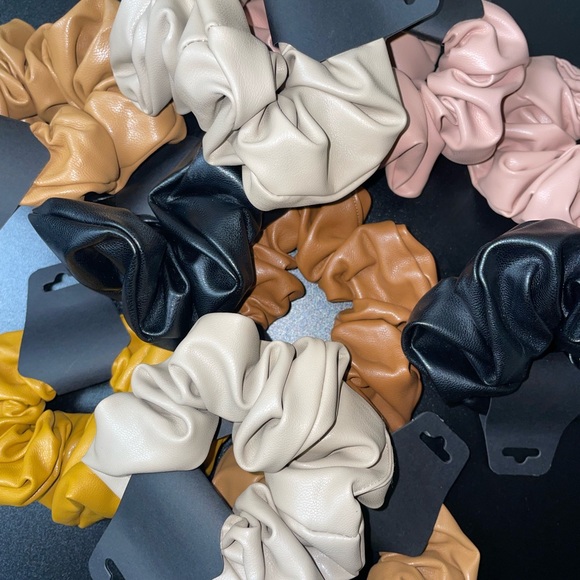 Leather Hair Tie Scrunchies - Picture 2 of 2